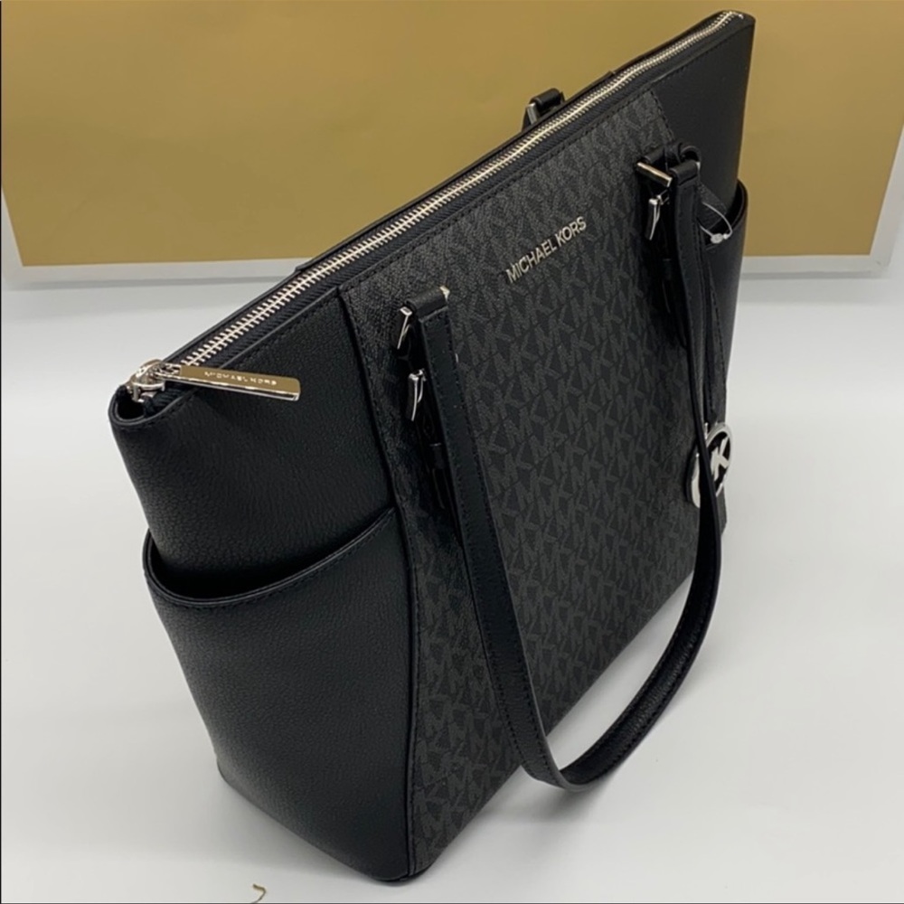 MICHAEL KORS CHARLOTTE LARGE TOP ZIP Black Tote - Picture 7 of 16